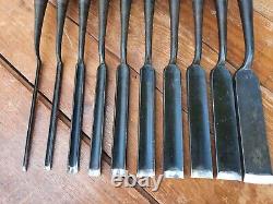 10 Japanese Cranks-neck Incannel Gouge Chisel Woodworking Tools Set