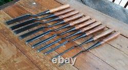 10 Japanese Cranks-neck Incannel Gouge Chisel Woodworking Tools Set
