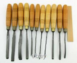 11 Vtg Henry Taylor Carving Chisels Tools England Carpentry Woodworking w\ pouch