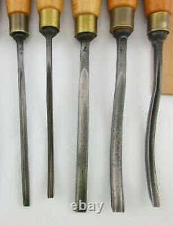 11 Vtg Henry Taylor Carving Chisels Tools England Carpentry Woodworking w\ pouch