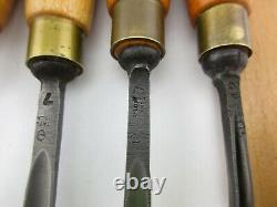 11 Vtg Henry Taylor Carving Chisels Tools England Carpentry Woodworking w\ pouch