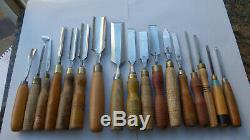 17 QTY Solid wood carving chisels gouges vintage woodworking made in Sheffield