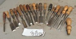 19 Stanley chisels SW 720, 40, 125, 750 collectible woodworking carving tools C1