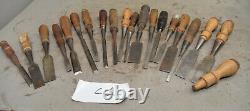 19 Stanley chisels SW 720, 40, 125, 750 collectible woodworking carving tools C1