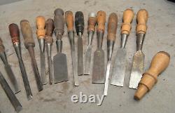 19 Stanley chisels SW 720, 40, 125, 750 collectible woodworking carving tools C1