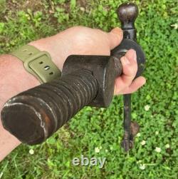 19th CENTURY LARGE RARE CAST END VISE BENCH WOOD VISE WOODWORKING CARPENTRY OLD