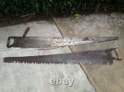 2 ANTIQUE 51 One Man Crosscut Logging Saw Lot Bucksaw Woodwork Tool