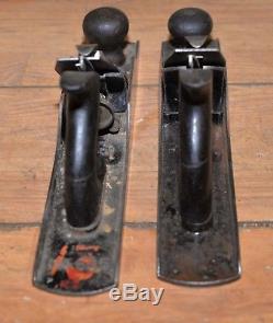 2 Stanley bedrock plane No 605 woodworking collectible parts or repair tool lot