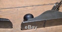 2 Stanley bedrock plane No 605 woodworking collectible parts or repair tool lot