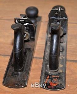 2 Stanley bedrock plane No 605 woodworking collectible parts or repair tool lot