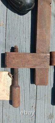 2 Vintage Wood Bar Clamps Adjustable Woodworking Clamp Tool 48 Total 57 Long