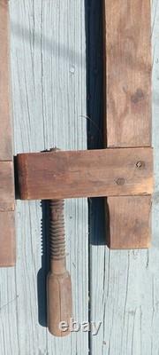 2 Vintage Wood Bar Clamps Adjustable Woodworking Clamp Tool 48 Total 57 Long