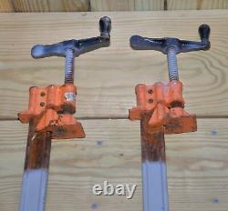 2 quality 72 Jorgensen heavy duty bar clamps vintage woodworking tool lot W11