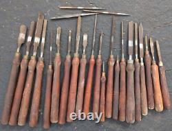 24 Vintage Lathe Chisels Wood Turning Woodworker Butcher Strelinger Other