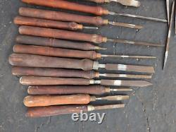 24 Vintage Lathe Chisels Wood Turning Woodworker Butcher Strelinger Other