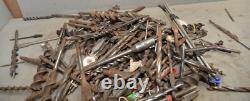25 lb antique brace type drill bits auger & standard collectible woodworking lot