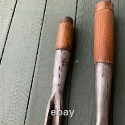 3 Antique 1 3/4 Inch Gouge & Chisel Slick Woodworking cabin Tools Pig Sticker