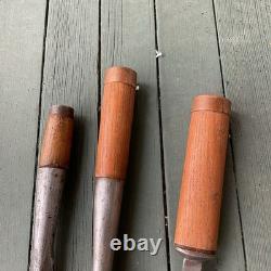 3 Antique 1 3/4 Inch Gouge & Chisel Slick Woodworking cabin Tools Pig Sticker