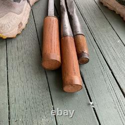 3 Antique 1 3/4 Inch Gouge & Chisel Slick Woodworking cabin Tools Pig Sticker