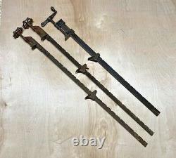3 Antique Vintage Cast Iron Bar Clamp Woodworking Tool 36 (2) Hargrave 458A