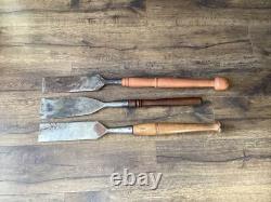 3 Chisel Slick Socket Framing Timber Wood Working T. H. Witherby G. I. MIX