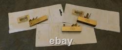 3 Crown Tool Co. Rosewood & Brass Planes Sheffield England Woodworking Tool