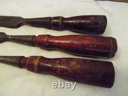 3 Stanley 720 Bevel Edge Socket Chisels Woodworking Carving Wood 1/2, 3/4 & 1
