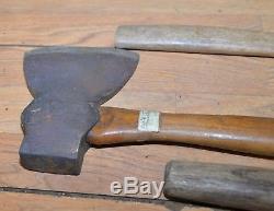3 antique broad axes collectible woodworking carving tools bench hatchet axe lot