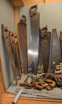 32 vintage collectible handsaw woodworking saw lot craft paint tool parts repair