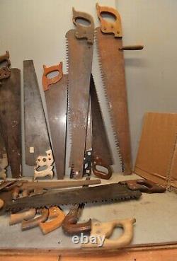 32 vintage collectible handsaw woodworking saw lot craft paint tool parts repair