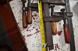 4 Clamps, (3) Hartford Clamp Co Woodworkers Bar Clamps (1) Wetzler Clamp Co