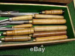 40 Buck Brothers Woodworking Wood Chisels Gouge Turning Carving Tools withbox VTG