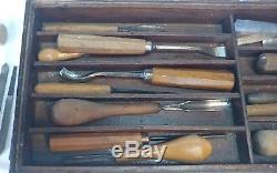 40 pc Woodworking Wood Sculpture Chisels Gouge Turning Carving Tools withbox VTG