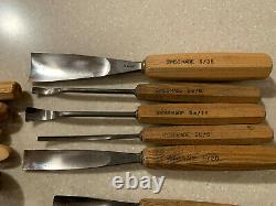 42 Pieces All Pfeil Swiss Made Wood Carving Tools. See description for sizes