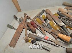 50 vintage wood chisel collectible woodworking carving parts repair tool lot