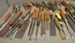 50 vintage woodworking chisels slick carvers collectible restoration parts tools
