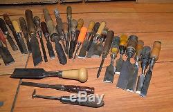 50 woodworking chisels collectible carving tools slick carving blacksmith lot