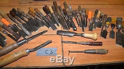 50 woodworking chisels collectible carving tools slick carving blacksmith lot