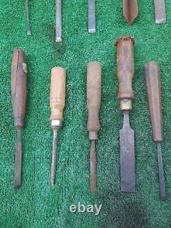 57 Woodwork Chisels Carpenters Chisels Marples Taylor All For Restoration (A216)