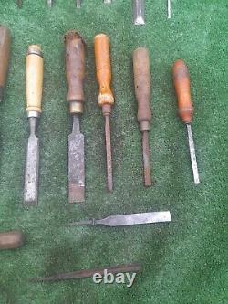 57 Woodwork Chisels Carpenters Chisels Marples Taylor All For Restoration (A216)