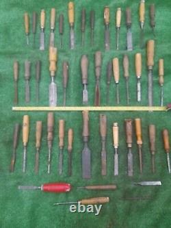 57 Woodwork Chisels Carpenters Chisels Marples Taylor All For Restoration (A216)