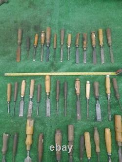 57 Woodwork Chisels Carpenters Chisels Marples Taylor All For Restoration (A216)