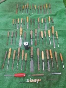 57 Woodwork Chisels Carpenters Chisels Marples Taylor All For Restoration (A216)