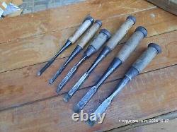 6 Old Japanese Mortise Chisels Woodworking Tools