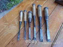 6 Old Japanese Mortise Chisels Woodworking Tools