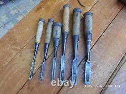 6 Old Japanese Mortise Chisels Woodworking Tools