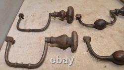 6 antique braces 1700's to 1800's woodworking collectible drill tool lot