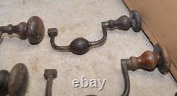 6 antique braces 1700's to 1800's woodworking collectible drill tool lot