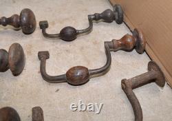 6 antique braces 1700's to 1800's woodworking collectible drill tool lot