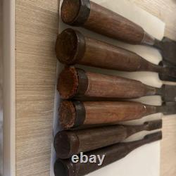 6-piece Japanese Chisel Set, Woodworking Hand Tools, Used, Brown Handles